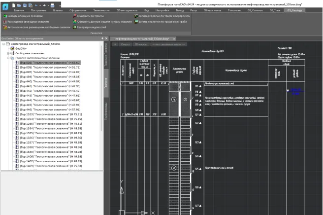 Настраиваемые геолого-литологические колонки скважин