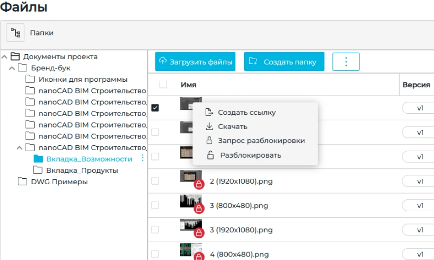 Разграничение прав доступа к проекту